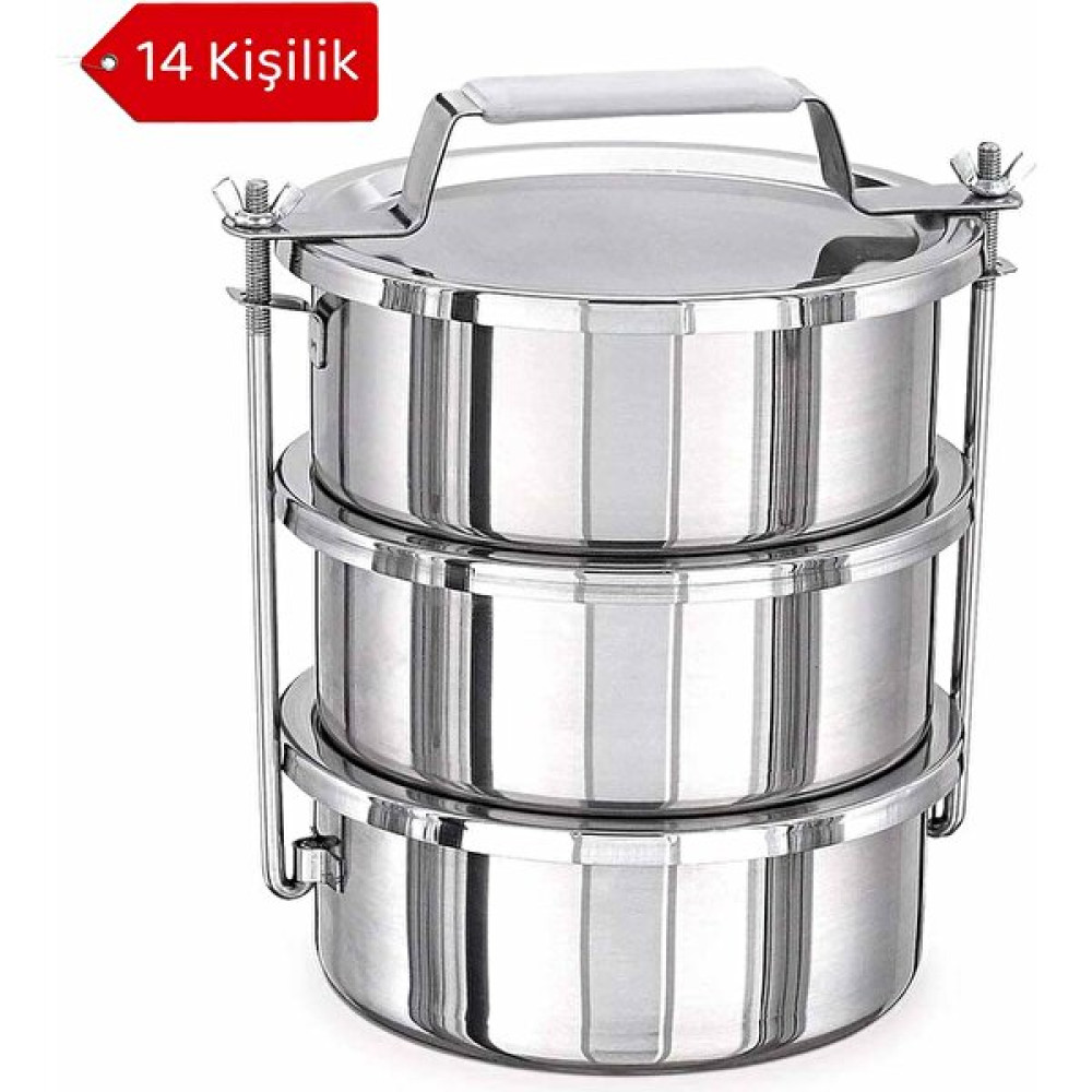 Avangart Mutfak 24X12CM - 3'lü, Paslanmaz Çelik Sefer Tası, 14 Kişilik, Iş Yerleri, Okul, Günlük Kullanım Saklama Kapları Fiyatı