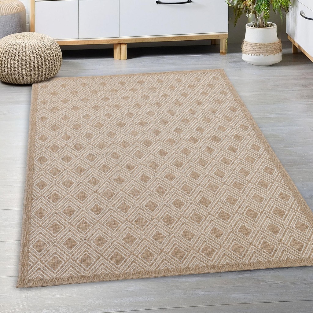 Avanos Modern Sisal Jüt Toz Vermez Balkon Bahçe Mutfak Dokuma Halı Kilim 07076A - 80 x 300 cm - Bej Salon Halısı Fiyatı