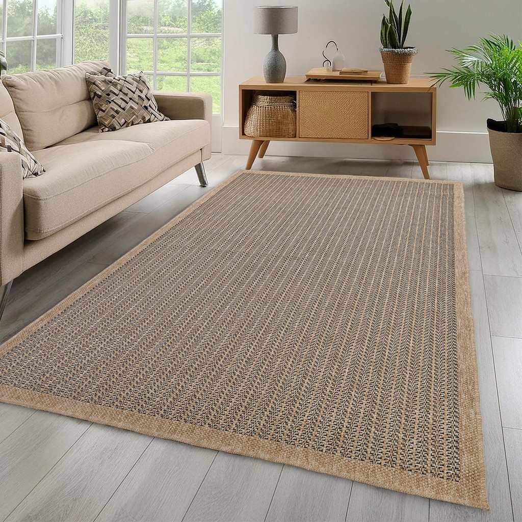Avanos Modern Sisal Jüt Toz Vermez Balkon Bahçe Mutfak Dokuma Halı Kilim 07156A - 120 x 180 cm - Siyah Salon Halısı Fiyatı