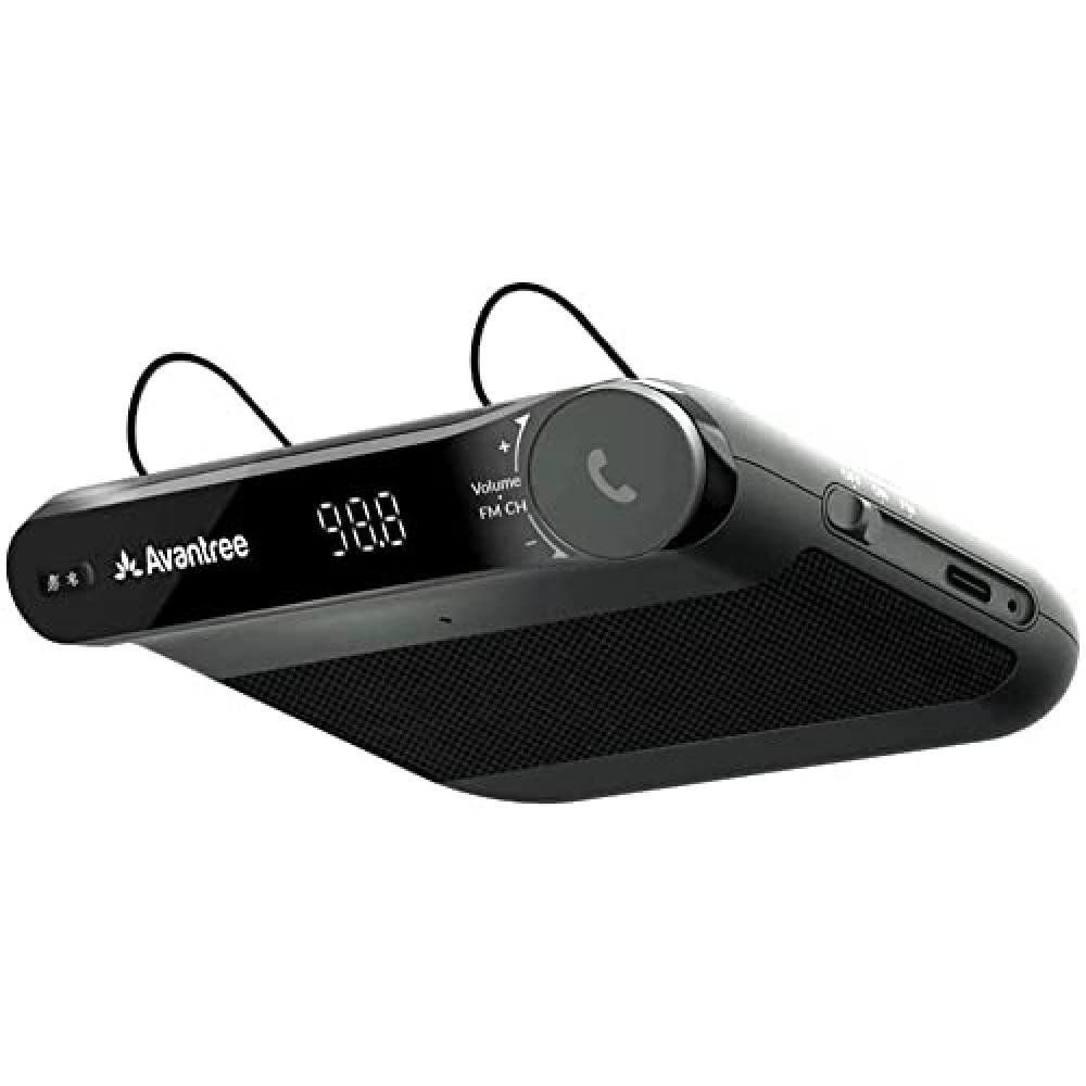Avantree Roadtrip - Car Bluetooth Speaker & Wireless FM Transmitter Kit 2-in-1 for Streaming Cell Phone Audio to Car Speaker with Hands-Free 6W Speakers, Built-in Mic, and Long 22hr Playtime
