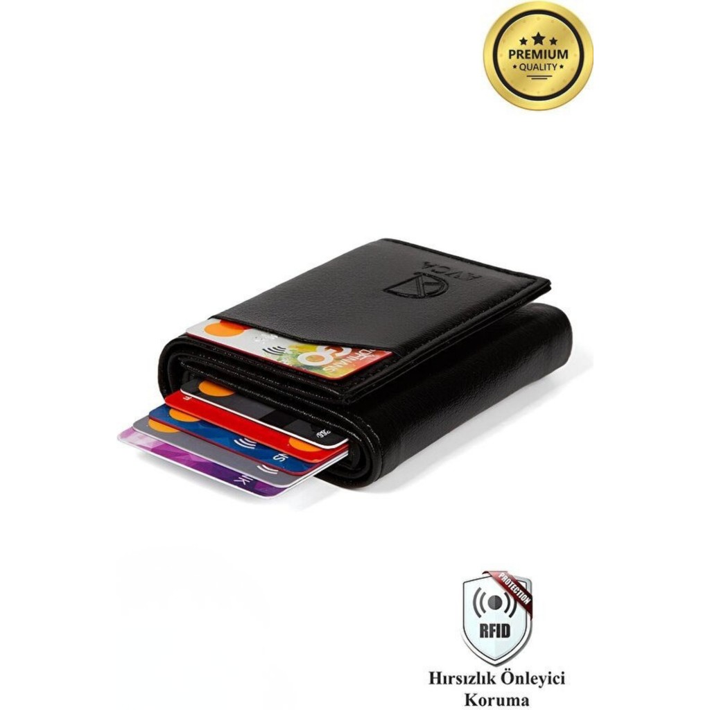 Avca Erkek Siyah Orijinal Mekanizmalı Nakit Para Bölmeli RFID Hırsızlık Koruyuculu Özel Kutulu Çıtlı Deri Cüzdan Kartlık Erkek Cüzdan Fiyatı