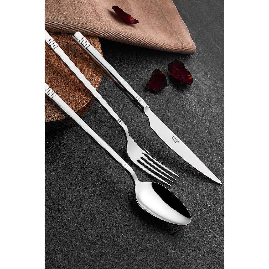 Avcı Duru 36 Parça Çatal Kaşık Bıçak Takımı 18/10 Paslanmaz Çelik - Gümüş Çatal / Kaşık / Bıçak Takımları Fiyatı