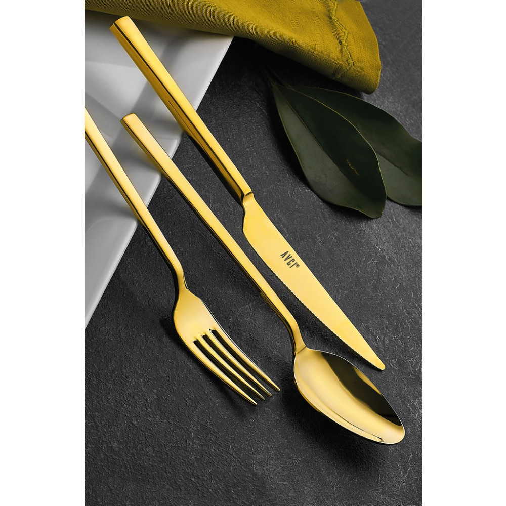 Avcı Klas Titanyum Gold 7 Parça Tek Kişilik Çatal Kaşık Bıçak Takımı 18/10 Paslanmaz Çelik Çatal / Kaşık / Bıçak Takımları Fiyatı