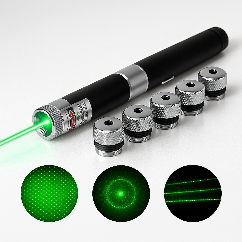 Avda Yeşil Lazer Pointer Pilli | 100 Mw Gerçek Güç – 15 Km Etki Alanı 5 Lazer Ucu Diğer Fiyatı