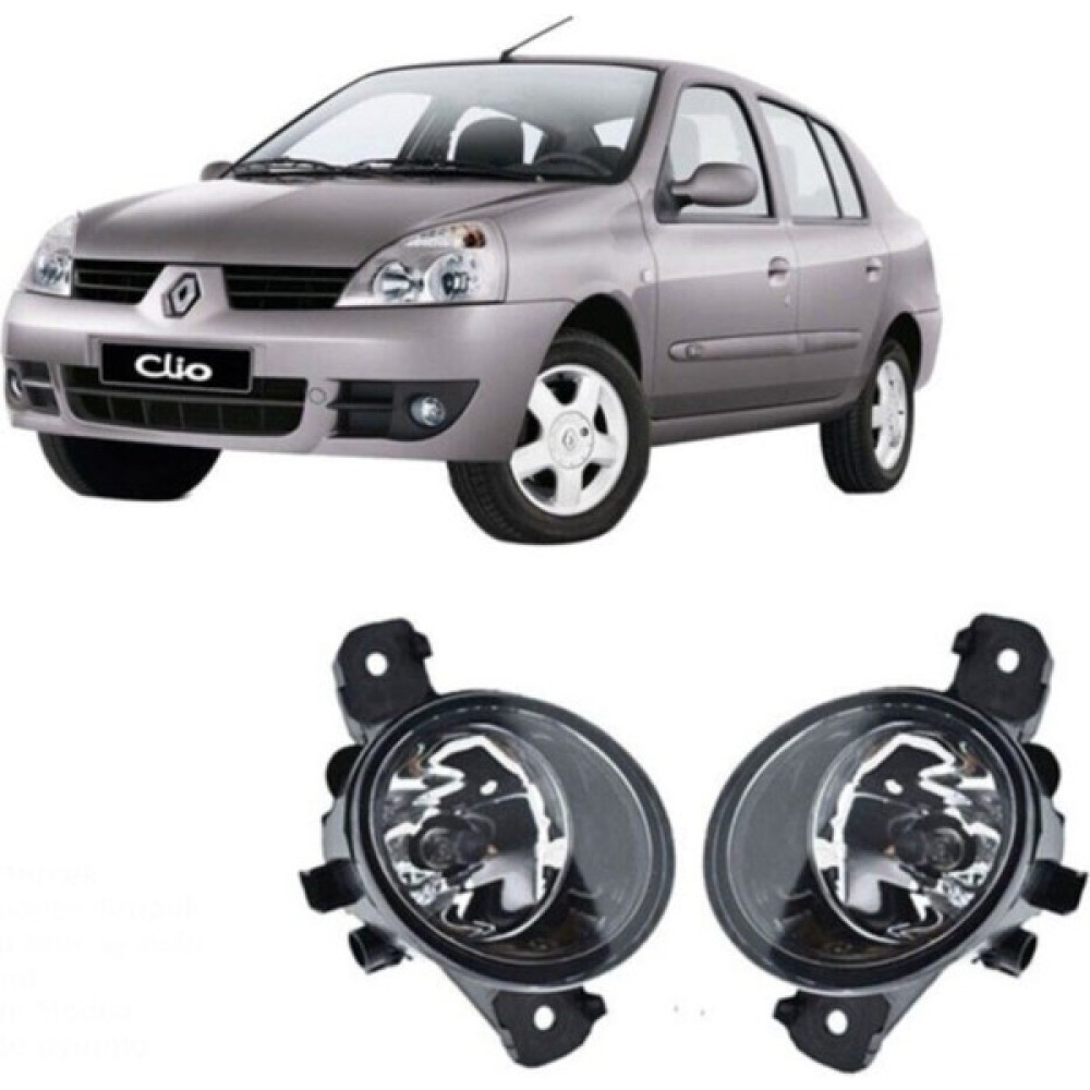 AVDANOTO Renault Clio Symbol 2002-2008 Sis Farı Set Oem:8200002469-70 - Mat Siyah Motorsiklet Lambaları Fiyatı