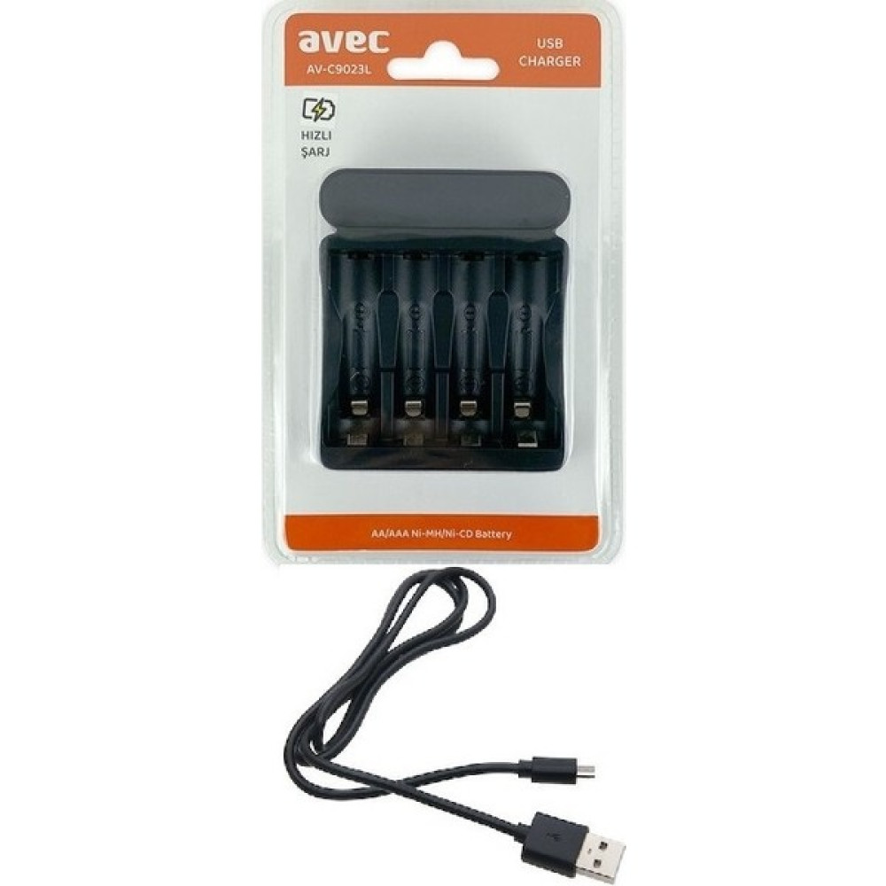 Avec AV-C9023L AA-AAA Usb Şarj Cihazı Hızlı-Otomatik LCD Gösterge Otomatik - Tekli Oto Boyaları Fiyatı