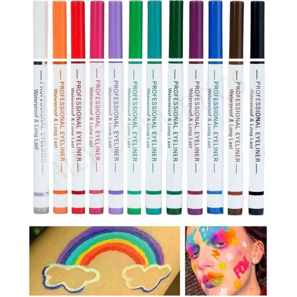 Avemor 12 Renk Pen Eyeliner Seti - ÇOK RENKLİ Eyeliner Fiyatı