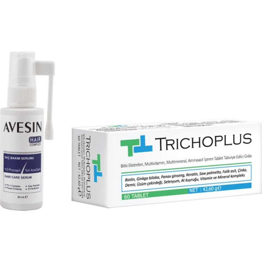 Avesin Hair Complex Serum ve Trichoplus Tablet Set - 1 Saç Bakım Maskeleri & Serumlar & Spreyler Fiyatı