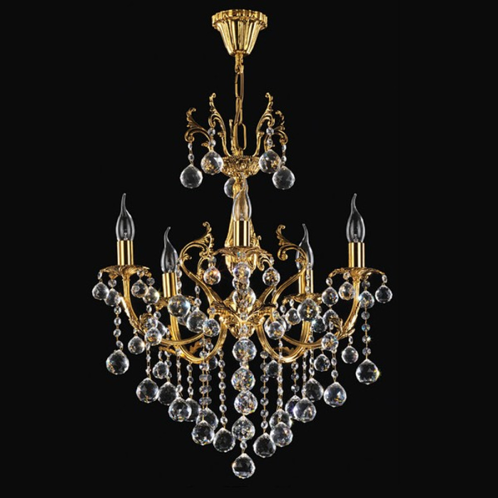 Avize Çarşısı Tila 6 Kollu Kristal Taşlı Gold Avize - 6'lı Avize Fiyatı
