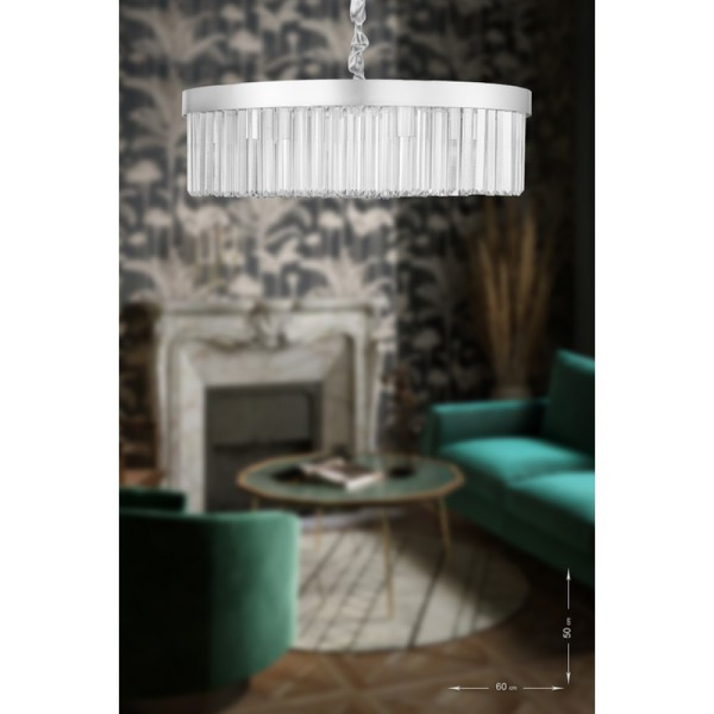Avize Moda Avizemoda Desina 60'lık Kristal Taşlı Lüks Avize - (Gümüş-Yaldız) PY-300-60 - Gümüş - 13'lü Avize Fiyatı