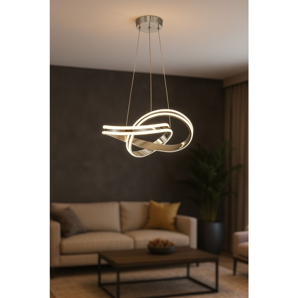 Avizemoda Atom 40 cm Dimmer Kumandalı 3 Renk Ledli (Sarı-Beyaz-Gün Işığı) Modern Sarkıt Avize - Krom - 1 Avize Fiyatı
