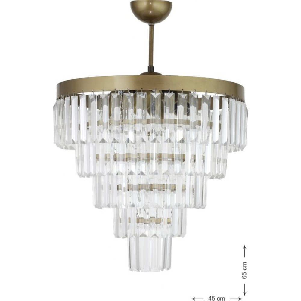 Avizemoda Linsa 45 Cm'lik Kristal Cam Taşlı Lüks Avize - (Eskitme Renk) - Eskitme - 4'lü Avize Fiyatı