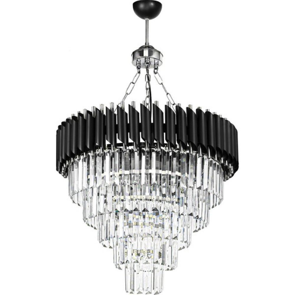 Avizemoda Palmira 55 Cm'lik Kristal Taşlı Lüks Avize - (Siyah-Krom) - Siyah - 5'li Avize Fiyatı