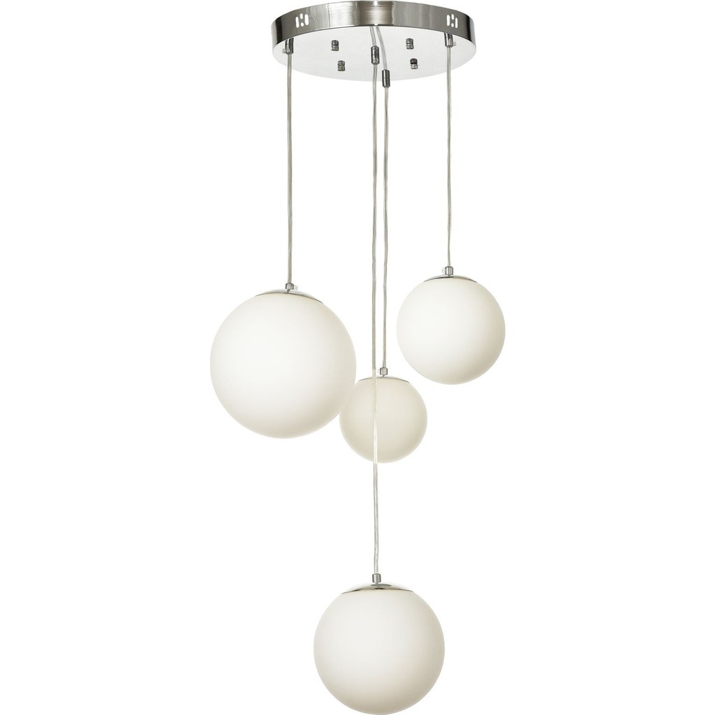 Avizemoda Pigaro 4 lü Beyaz Renk Camlı Salon Oturma Odası Modern Sarkıt Avize - (Krom Kaplama) Avize Fiyatı