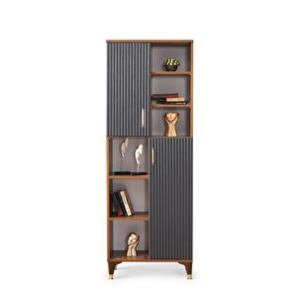 Avm 24 Atmaca Kitaplık - Mdf - Ceviz/antrasit Kitaplık Fiyatı