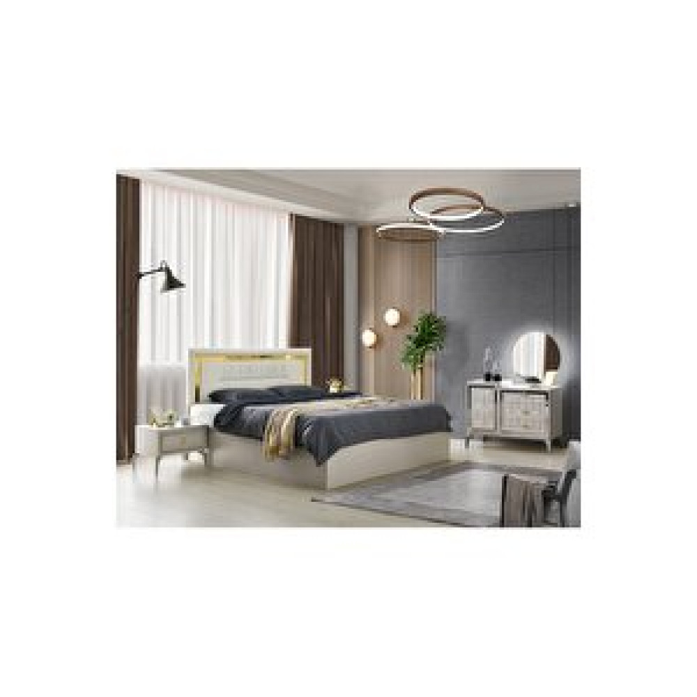 Avm 24 Dresden Yatak Başlık(165x120cm) Travers(160x200cm) Kum Beji - Led Işıklı Yatak Başlığı Fiyatı