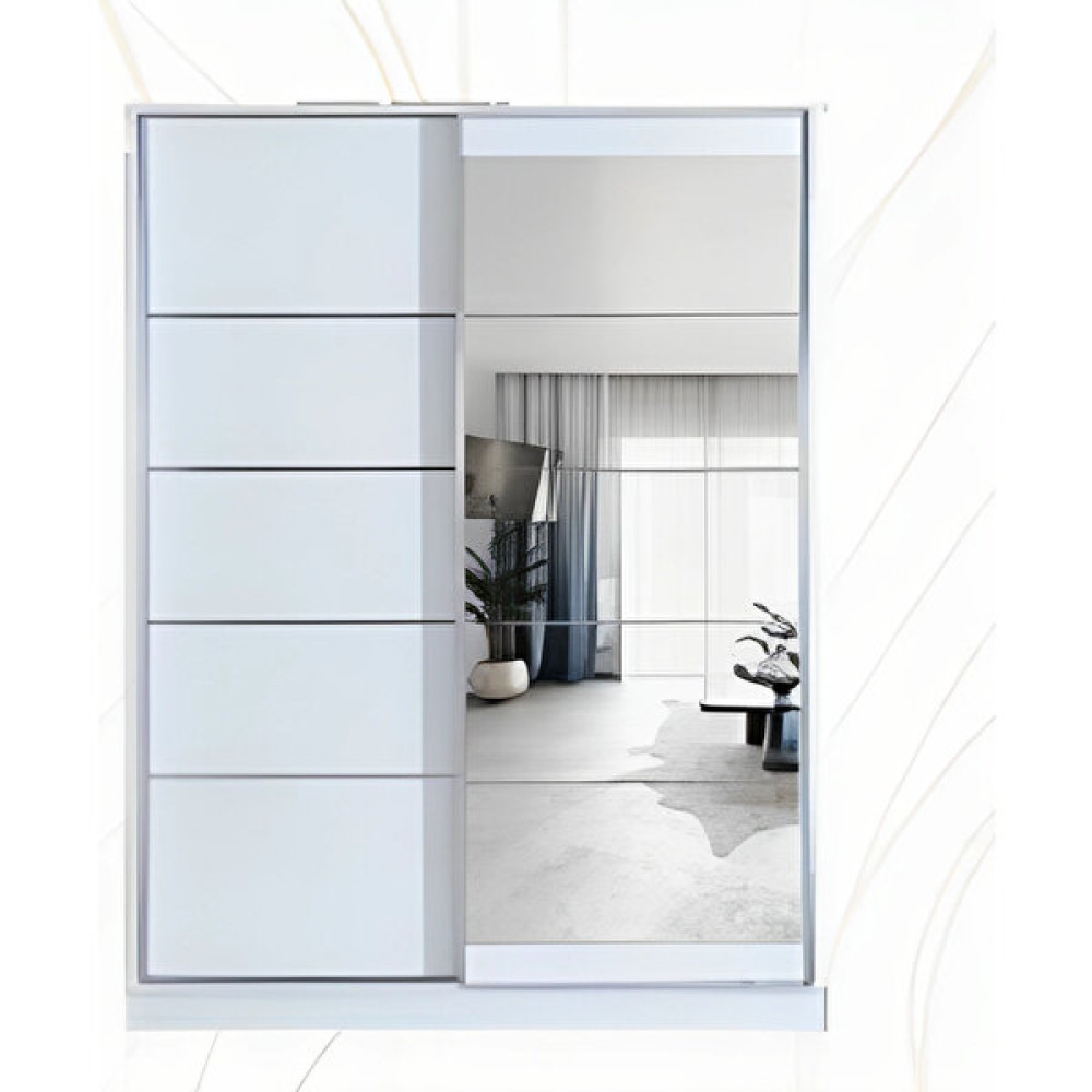 Avm 24 Efes Sürgülü Gardırop Tekil 140 x 212 - Beyaz Gardrop & Dolap Fiyatı