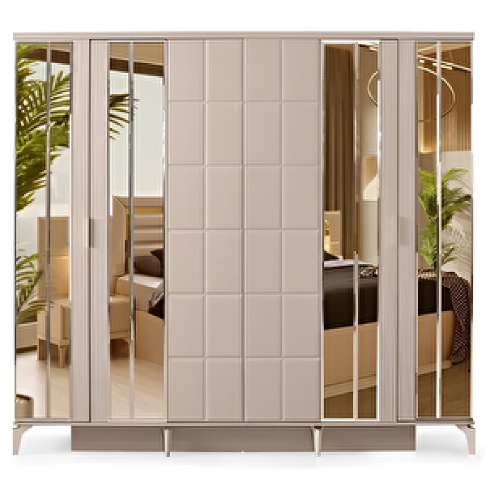 Avm 24 Helsi̇nki̇ Gardirop-mdf-kum Beji̇-240x60x220cm-6 Kapak-aynali Kapak-ücretsi̇z Nakli̇ye Ve Montaj Gardrop & Dolap Fiyatı
