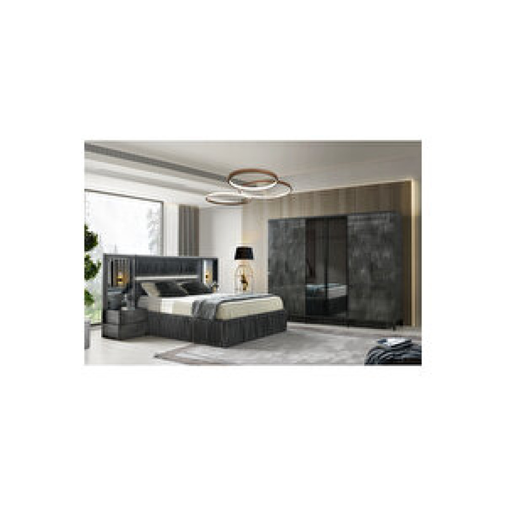 Avm 24 Londra Gardirop - Mdf - Antrasi̇t - 240x60x216cm - 6 Kapak - Cam Kapak - Gardrop & Dolap Fiyatı