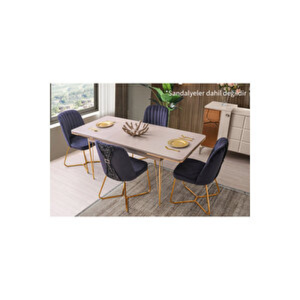 Avm 24 Mısır Mdf Yemek Masası 4 Sandalye - Açılabilir - Kum Beji Masa - Sandalye Seti / Takımı Fiyatı