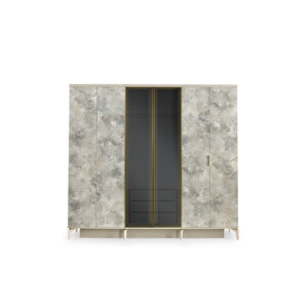 Avm 24 Montreal Gardirop - Mdf - Kum Beji̇ - 240x60x216cm - 6 Kapak - Cam Kapak Gardrop & Dolap Fiyatı