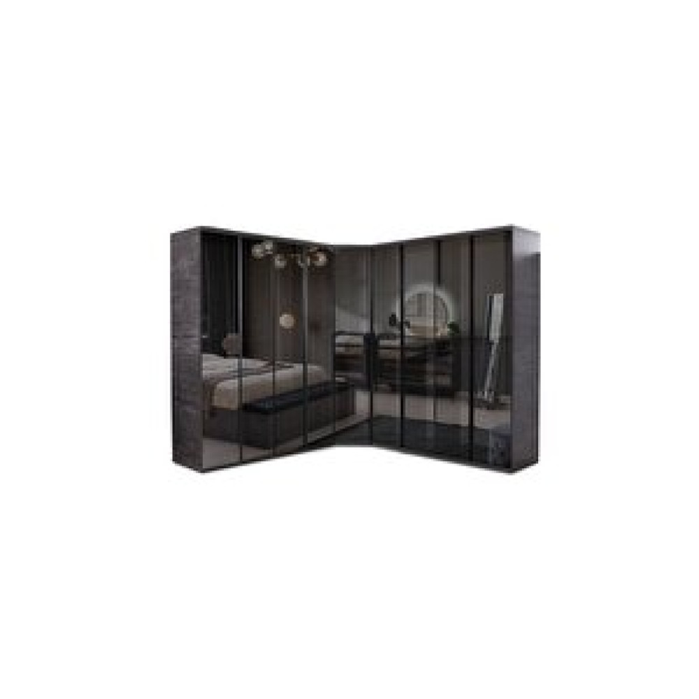 Avm 24 Moskova Köşe Gardirop -mdf-antrasi̇t-240+240x55x215cm- 9 Kapak-cam Kapak-ücretsi̇z Nakli̇ye Ve Montaj Gardrop & Dolap Fiyatı