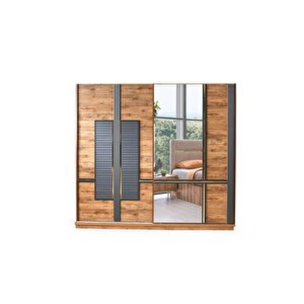 Avm 24 Parma Gardirop-mdf-cevi̇z/antrasi̇t-240x66x215cm-sürgülü Aynali Kapak-ücretsi̇z Nakli̇ye Ve Montaj Gardrop & Dolap Fiyatı