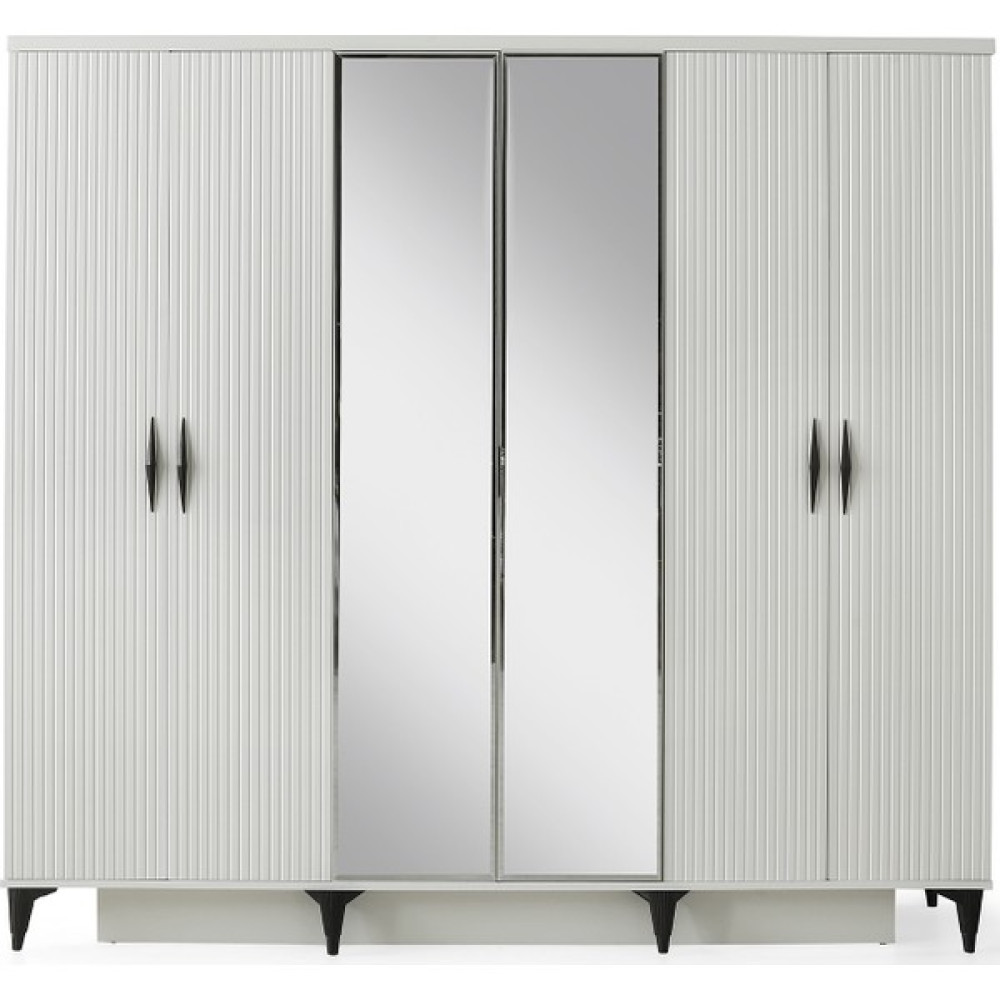 Avm 24 Sydney GARDIROP-MDF-AYTAŞI-230X55X210CM-6 Kapak-Aynalı Kapak-Ücretsiz Nakliye ve Montaj - Aytaşı Rengi Gardrop & Dolap Fiyatı
