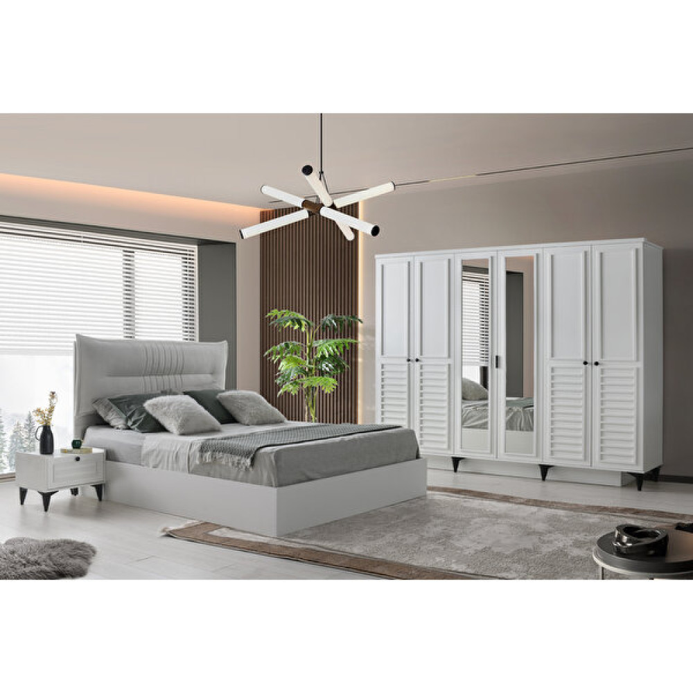 Avm 24 Tokyo Yatak Odası-Mdf-Aytaşı-6 Kapaklı ve Aynalı-Bazasız Traversli-Ücretsiz Nakliye ve Montaj Yatak Odası Takımı / Seti Fiyatı