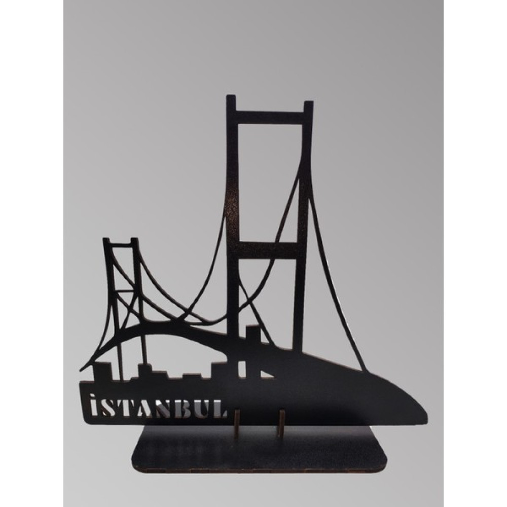 AVM19 Istanbul Boğazı Logo Mdf Ahşap Dekoratif Masa Üstü 25 x 15 cm - Siyah Biblo Fiyatı