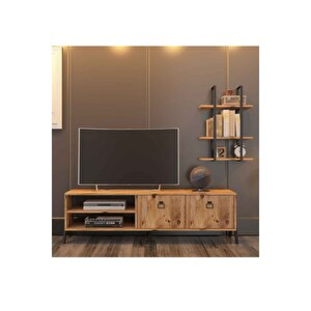 Avmpark Yanke Tv 150 Atlantik Çam Metal Raflı Tv Ünitesi / Sehpası Fiyatı