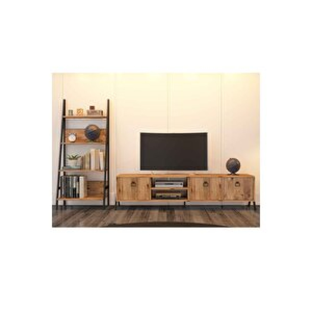 Avmpark Yanke Tv 180 Atlantik Çam + Kitaplık Tv Ünitesi / Sehpası Fiyatı