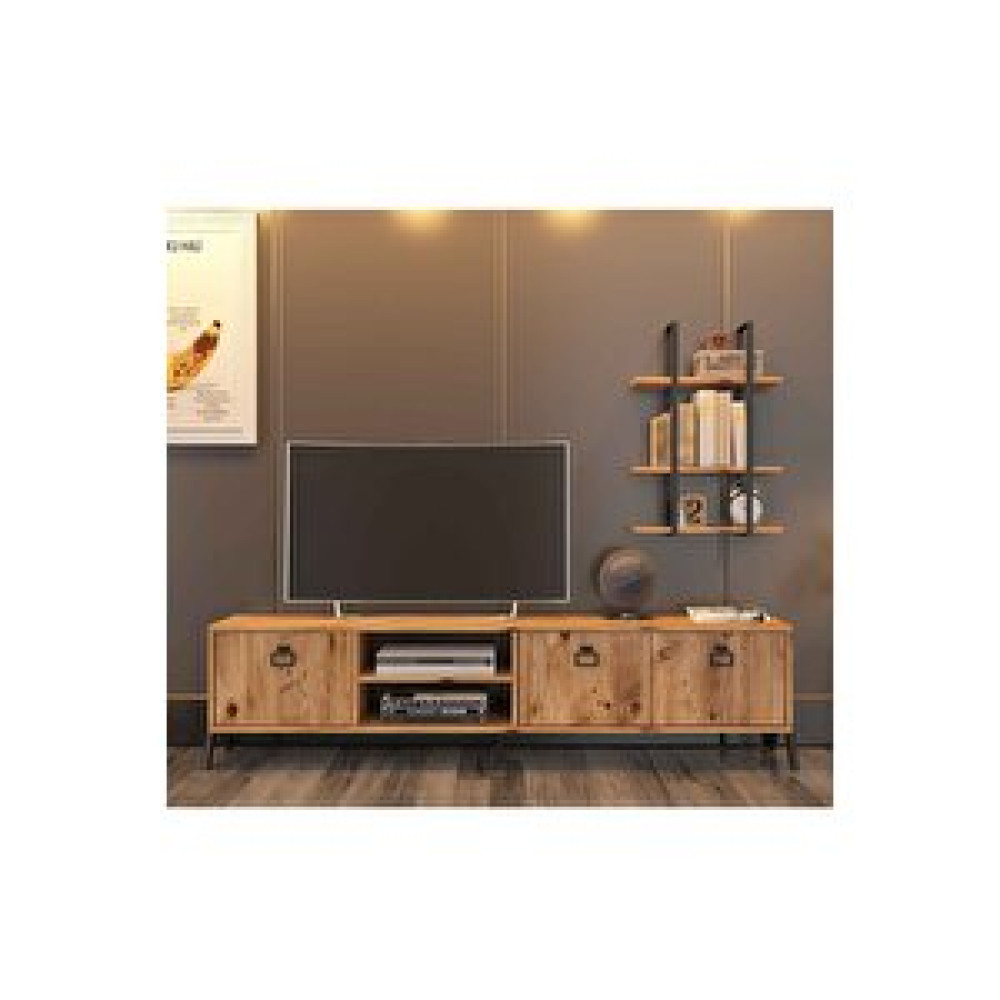 Avmpark Yanke Tv 180 Atlantik Çam Metal Raflı Tv Ünitesi / Sehpası Fiyatı