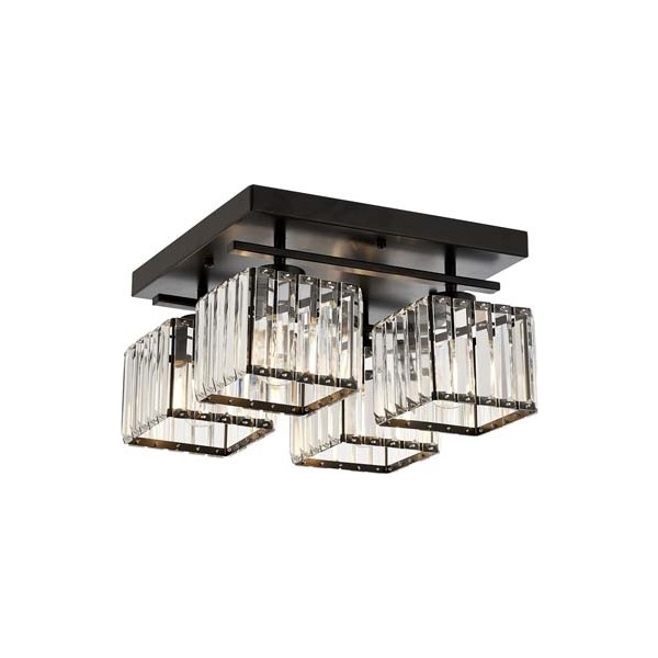 Avonni AV-1795-4BSY Siyah Boya Modern Avize E27 Metal Kristal H: 22 cm, Ø: 40 cm Avize Fiyatı
