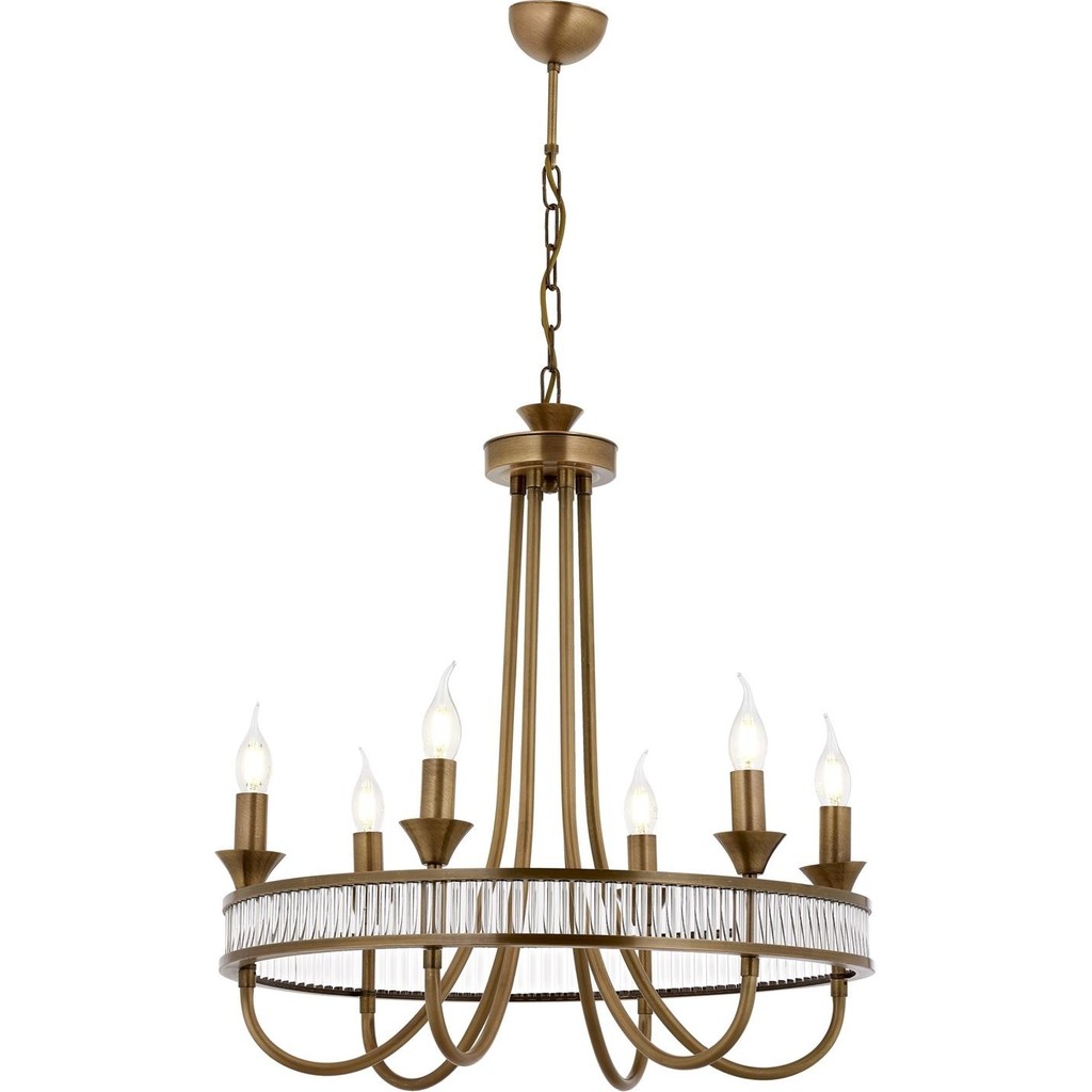 Avonnı AV-60378-6E Eskitme Kaplama Klasik Avize E14 Metal Kristal 60CM - Siyah Avize Fiyatı