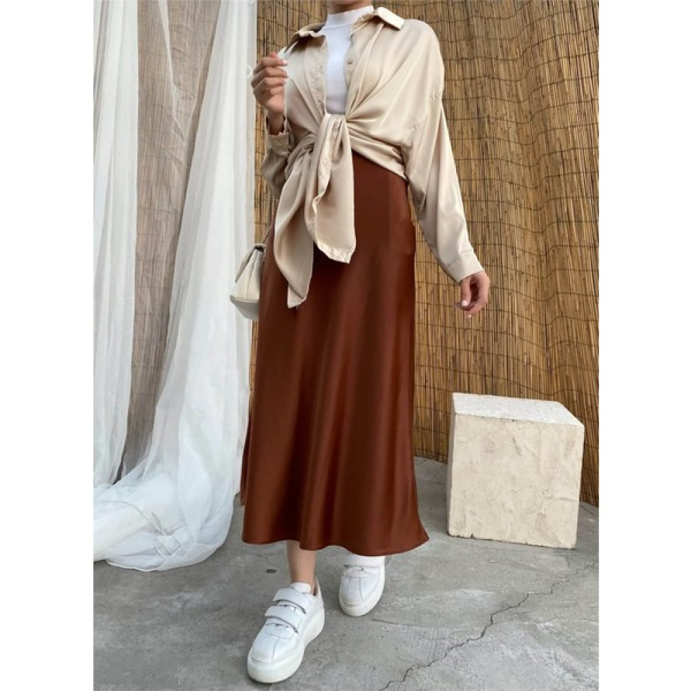 Avra Butik Saten Tunik Gömlek Bej Kadın Gömlek Fiyatı