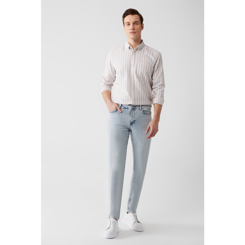 Avva Erkek Açık Mavi Eskitme Yıkamalı Esnek Slim Fit Dar Kesim Jean Pantolon 33 Beden Bayan Jeans / Kot Pantolon Fiyatı