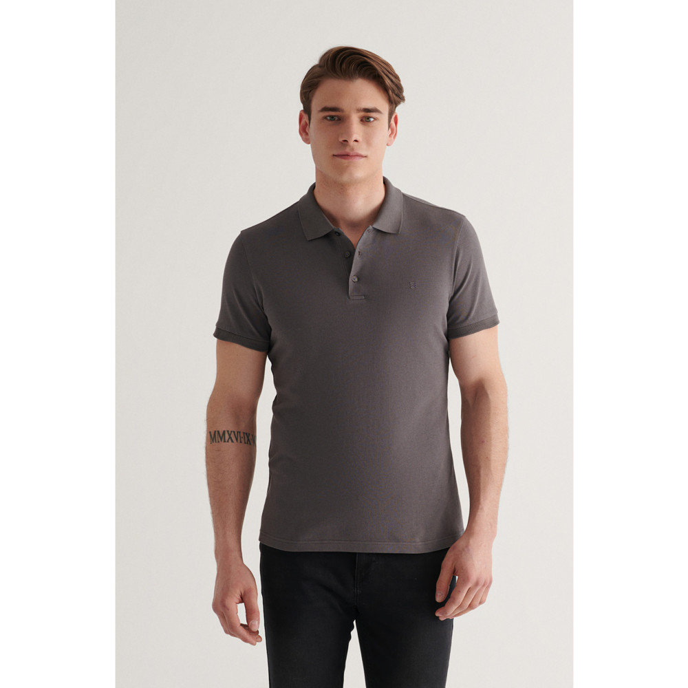 Avva Erkek Antrasit %100 Pamuk Serin Tutan Standart Fit Normal Kesim Polo Yaka T-shirt M Beden Erkek T-shirt Fiyatı