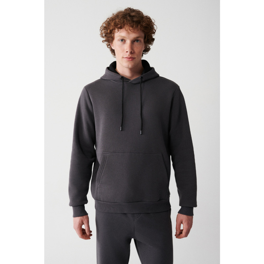 Avva Erkek Antrasit Unisex Sweatshirt Kapüşonlu Yaka Içi Polarlı 3 Iplik Pamuklu Standart Fit Normal Kesi L Beden Bayan Sweatshirt Fiyatı