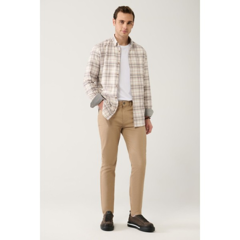 Avva Erkek Bej Armürlü Esnek 5 Cepli Slim Fit Dar Kesim Kanvas Pantolon E003007 Erkek Pantolon Fiyatı