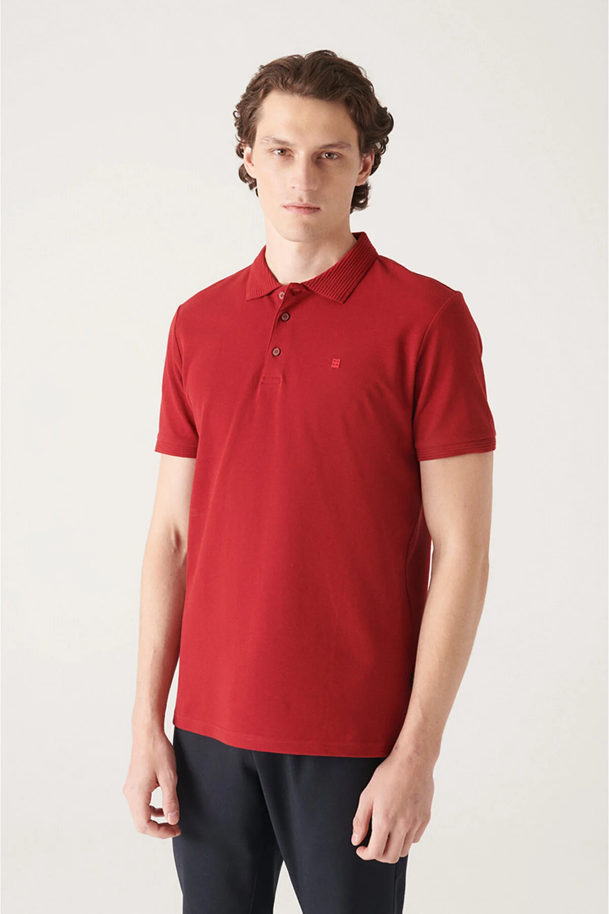 Avva Erkek Bordo 3 Düğmeli %100 Mısır Pamuğu Polo Yaka T-shirt S Beden" Erkek T-shirt Fiyatı