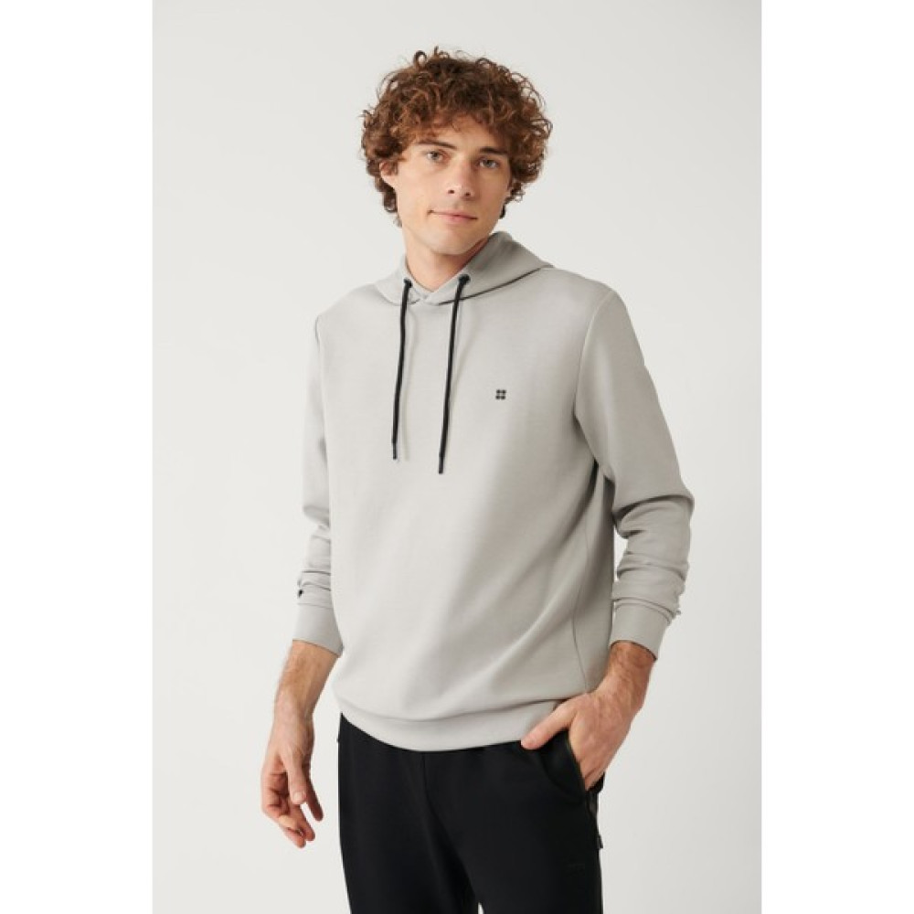 Avva Erkek Gri Sweatshirt Kapüşonlu Esnek Yumuşak Doku Interlok Kumaş Standart Fit Normal Kesim Erkek Sweatshirt Fiyatı