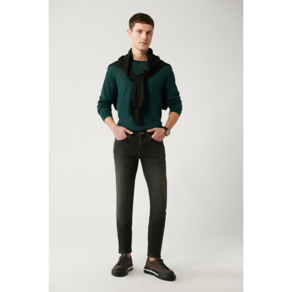 Avva Erkek Haki Berlin Jean Pantolon Eskitme Yıkamalı Esnek Örme Kumaş Slim Fit Dar Kesim Erkek Jeans / Kot Pantolon Fiyatı