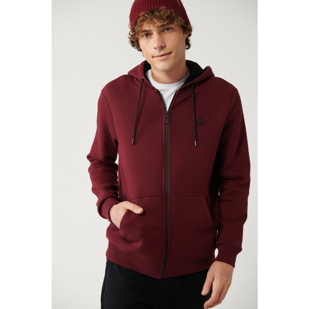 Avva Erkek Koyu Bordo Basic Fermuarlı Hırka XL Beden Bayan Sweatshirt Fiyatı