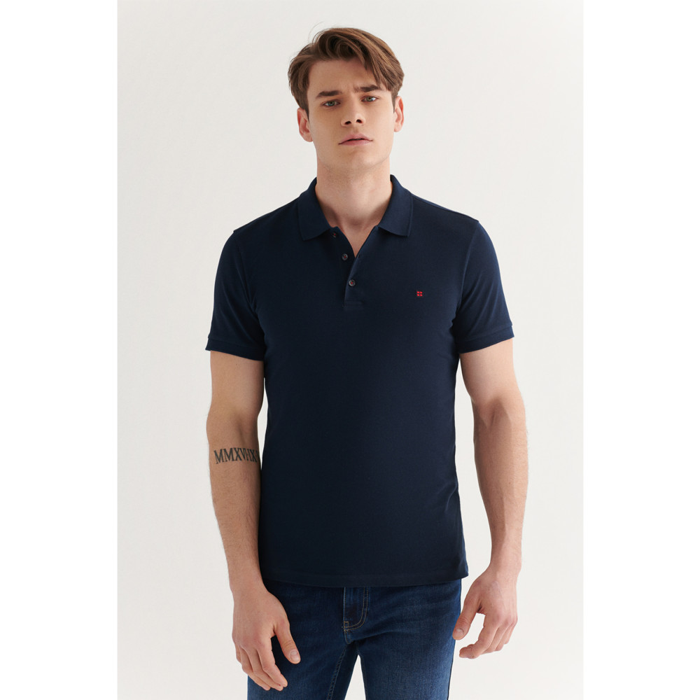 Avva Erkek Lacivert %100 Pamuk Serin Tutan Standart Fit Normal Kesim Polo Yaka T-shirt L Beden Erkek T-shirt Fiyatı