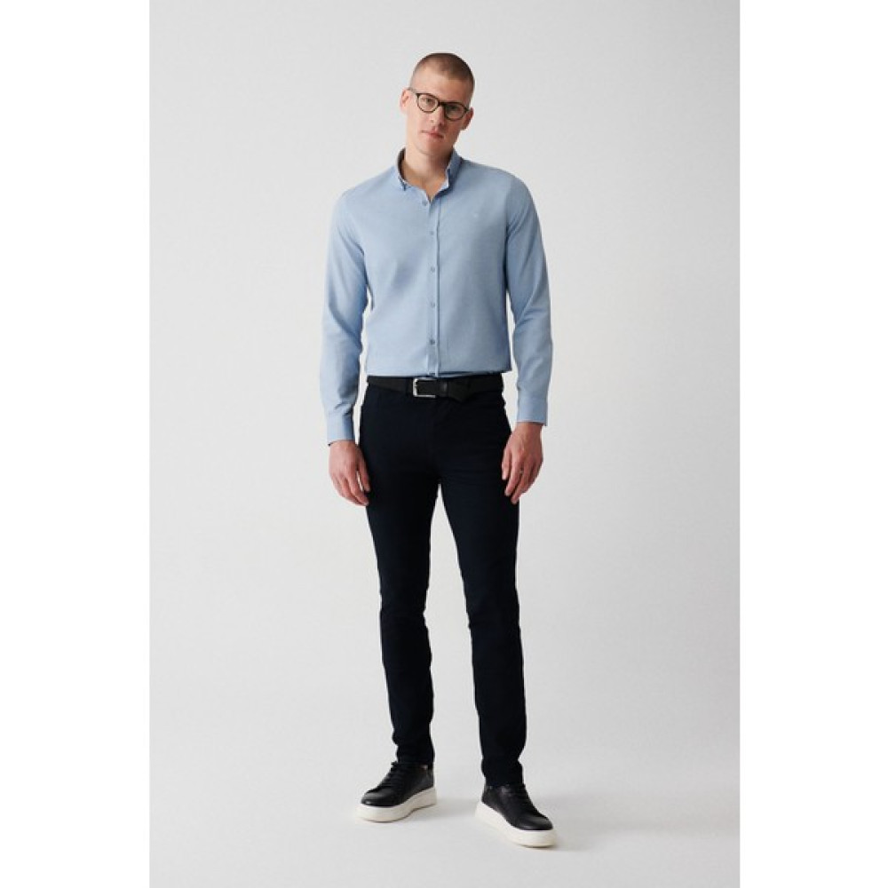 Avva Erkek Lacivert Armürlü Esnek 5 Cepli Slim Fit Dar Kesim Kanvas Pantolon E003007 Erkek Pantolon Fiyatı