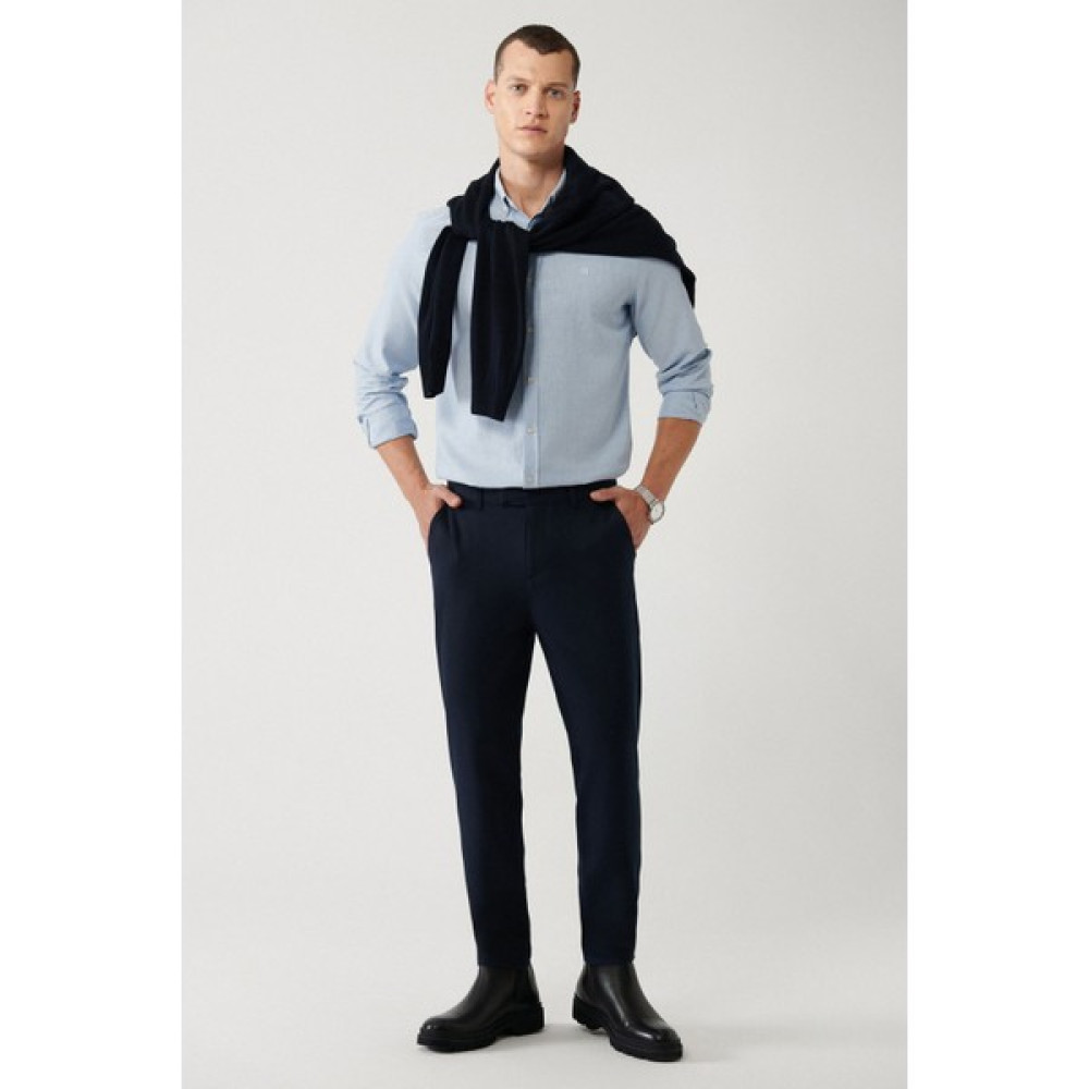 Avva Erkek Lacivert Chino Pantolon Yandan Cepli Yumuşak Tuşeli Slim Fit Dar Kesim Erkek Pantolon Fiyatı