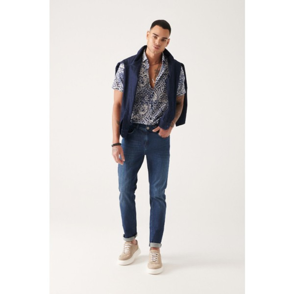 Avva Erkek Lacivert Eskitme Yıkamalı Esnek Slim Fit Dar Kesim Jean Pantolon A31Y3529 Erkek Jeans / Kot Pantolon Fiyatı