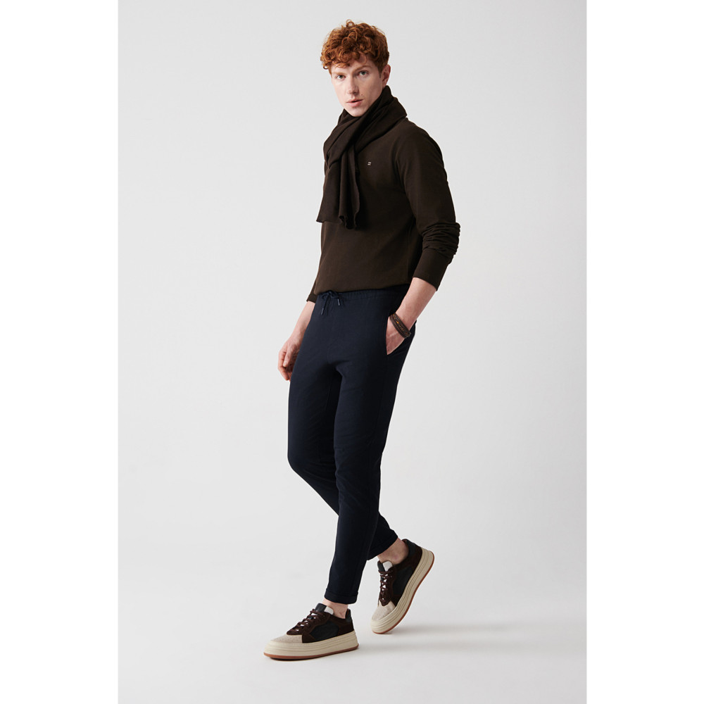 Avva Erkek Lacivert Yandan Cepli Beli Lastikli Bağcıklı Duble Paça Relaxed Fit Rahat Kesim Jogger Pantolo XL Beden Kadın Pantolon Fiyatı