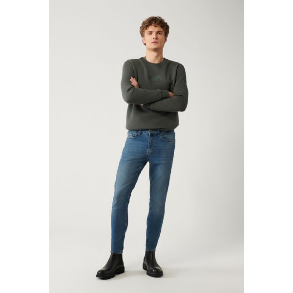 Avva Erkek Mavi Eskitme Yıkamalı Esnek Ekstra Slim Fit Dar Kesim Jean Pantolon E003513 Erkek Jeans / Kot Pantolon Fiyatı